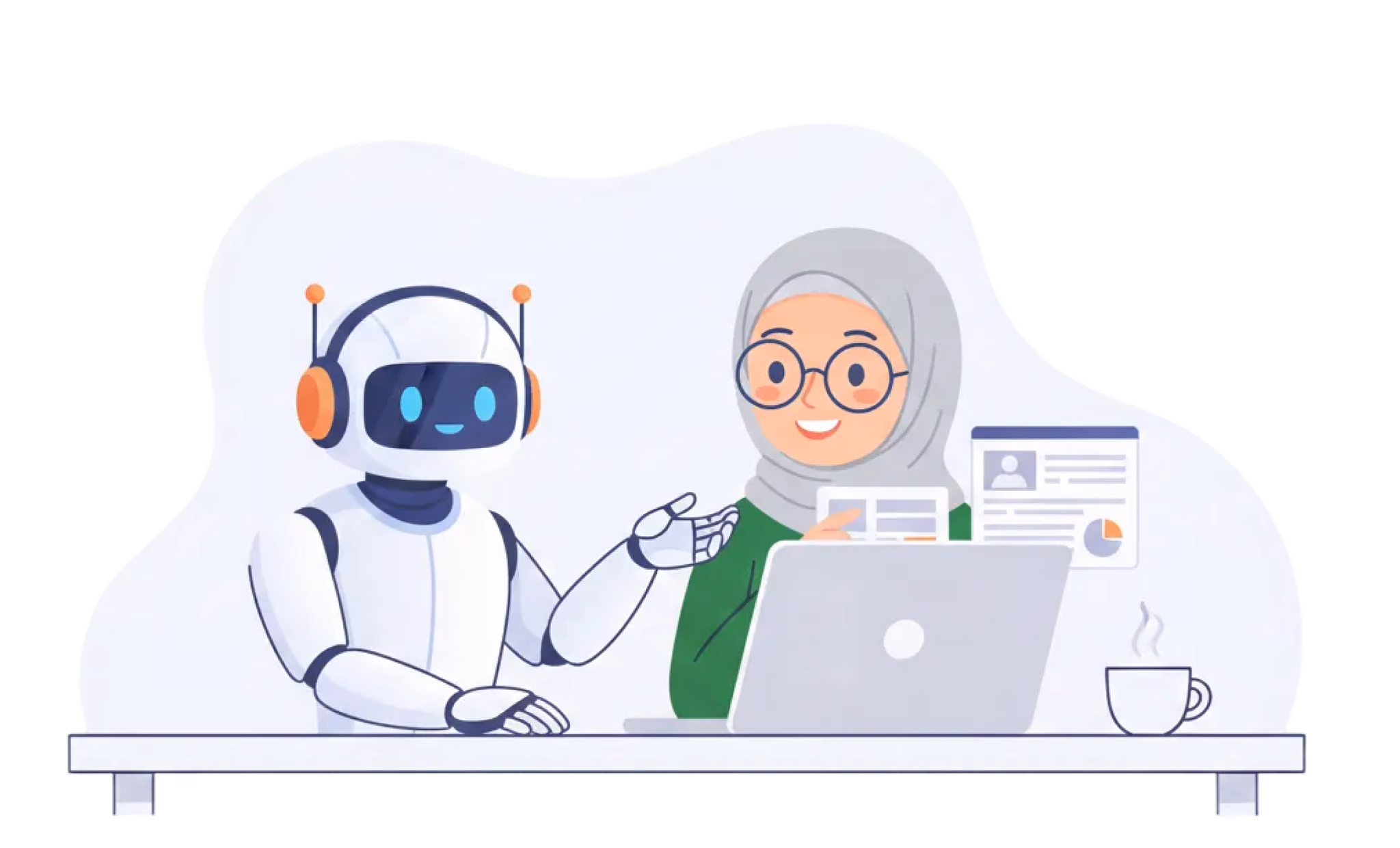 Designer and AI assistant working side by side at a desk